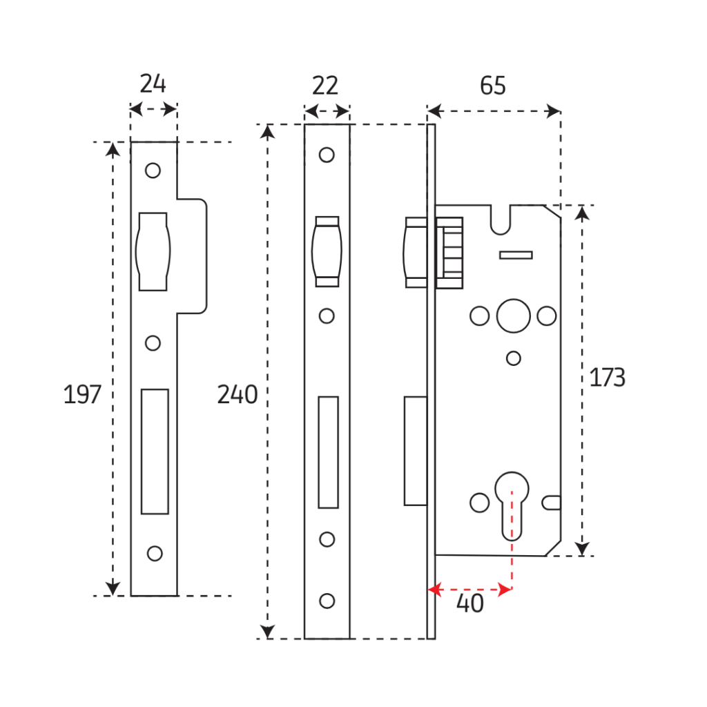122 Rp Mortise Lock Standard Roller 40 mm MLP 121 122 - Paloma Official Website
